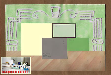 Wall mural for bathroom remodeling project and color scheme