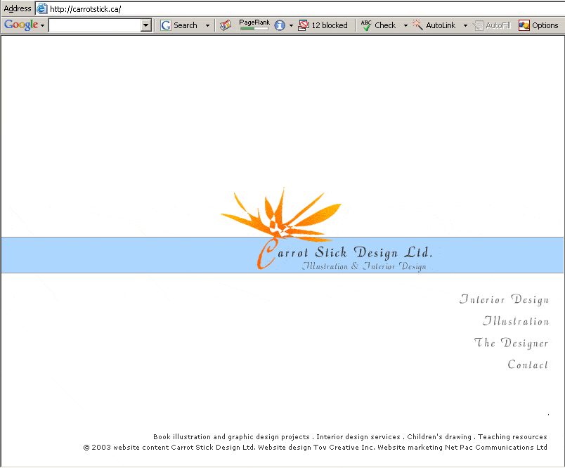 CLICK TO CURRENT POST 2005 Version of CARROTSTICK.CA  Home page